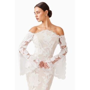 Elliatt Cream Floral Lace Off-Shoulder Dress